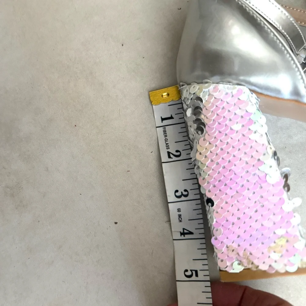 Nasty Gal White sequin and silver tone leather platform party sandals - Picture 8 of 8